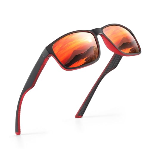Occhsouo Polarisierte Herren-Sonnenbrille, klassisch, quadratisch, für UV400-Schutz, Rosarot von Occhsouo