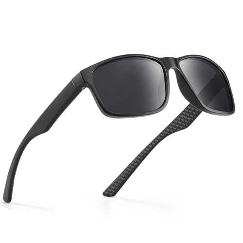 Occhsouo Polarisierte Herren-Sonnenbrille, klassisch, quadratisch, für UV400-Schutz, Ruhiges Schwarz von Occhsouo