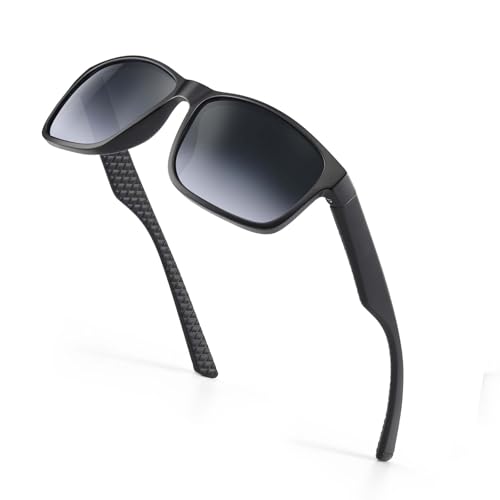 Occhsouo Polarisierte Herren-Sonnenbrille, klassisch, quadratisch, für UV400-Schutz, Schwarzer Farbverlauf, minimalistisch von Occhsouo