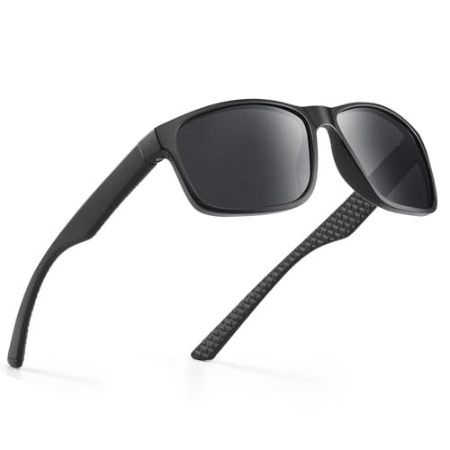 Occhsouo Polarisierte Herren-Sonnenbrille, klassisch, quadratisch, für UV400-Schutz, Weiches Schwarz von Occhsouo