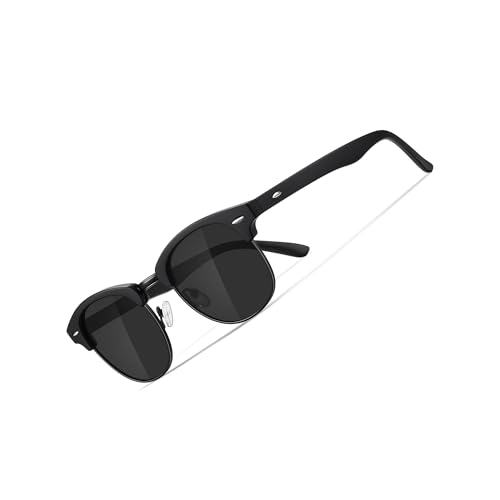 Occhsouo Polarisierte Herren-Sonnenbrille, klassischer Stil, Unisex, UV400-Schutz, Tiefschwarz von Occhsouo