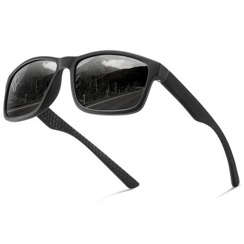 Occhsouo Polarisierte Sonnenbrille, UV400, für Herren, klassisch, quadratisch, für, Minimalistisches Schwarz von Occhsouo
