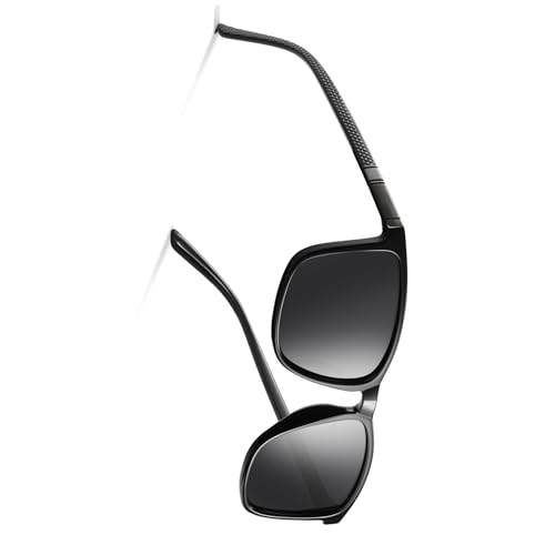 Occhsouo Polarisierte Sonnenbrille für Damen und Herren, TR90 Rahmen, Retro-Stil, Mitternachtsschwarz (Grau) von Occhsouo