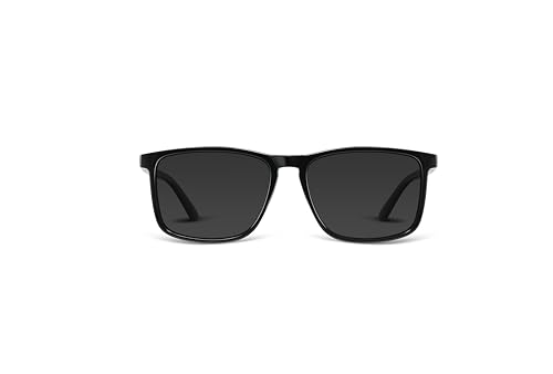 Occhsouo Polarisierte Sonnenbrille für Damen und Herren, TR90 Rahmen, Retro-Stil, Reines Schwarz (Grau) von Occhsouo