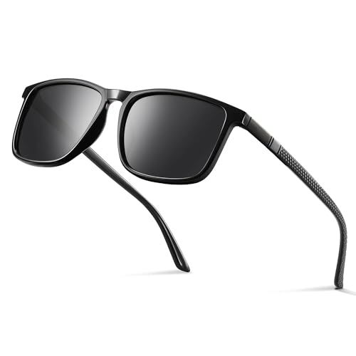 Occhsouo Polarisierte Sonnenbrille für Damen und Herren, TR90 Rahmen, Retro-Stil, Schwarz mit Sternen (Grau) von Occhsouo