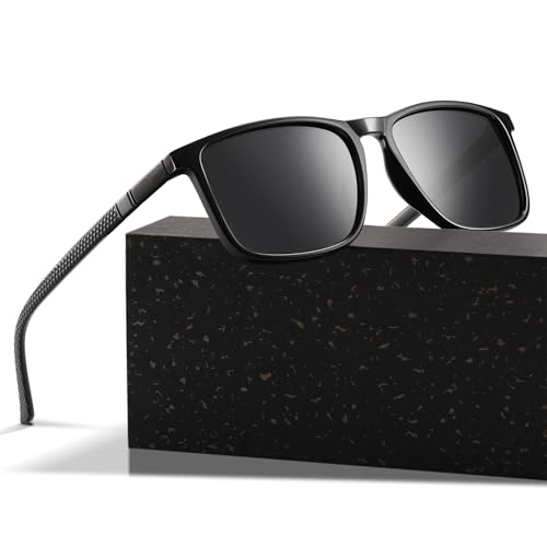 Occhsouo Polarisierte Sonnenbrille für Damen und Herren, TR90 Rahmen, Retro-Stil, Tiefschwarz (Grau) von Occhsouo