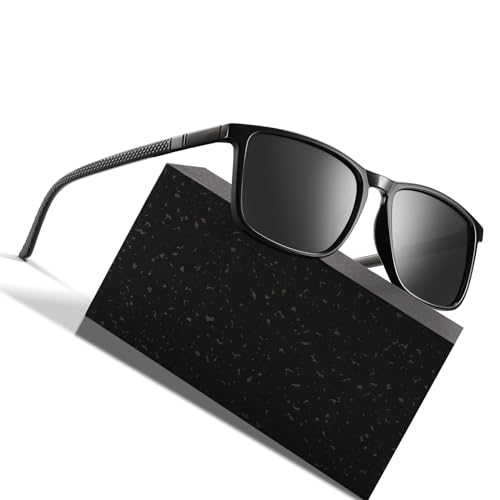 Occhsouo Polarisierte Sonnenbrille für Herren und Damen, klassisch, Retro-Design, Minimalistisches Schwarz von Occhsouo
