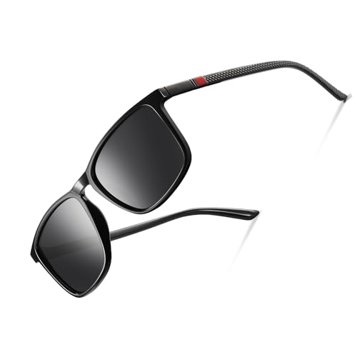 Occhsouo Polarisierte Sonnenbrille für Männer und Frauen, Retro-Stil, Geheimnisvolles Schwarz (Rot) von Occhsouo