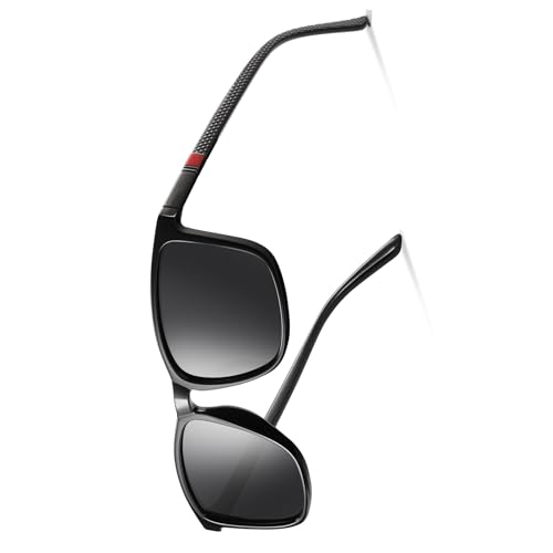 Occhsouo Polarisierte Sonnenbrille für Männer und Frauen, Retro-Stil, Graphitschwarz (rot) von Occhsouo