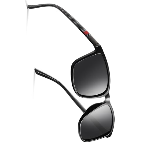Occhsouo Polarisierte Sonnenbrille für Männer und Frauen, Retro-Stil, Schwarz lackiert (rot) von Occhsouo