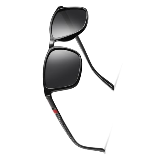 Occhsouo Polarisierte Sonnenbrille für Männer und Frauen, Retro-Stil, Schwarz mit Sternen (rot) von Occhsouo