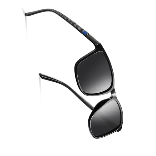 Occhsouo Sonnenbrille, polarisiert, für Herren und Damen, polarisiert, UV-Schutz, reines Schwarz, Dunkelschwarz (Blau) von Occhsouo