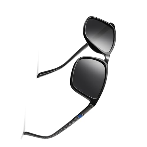 Occhsouo Sonnenbrille, polarisiert, für Herren und Damen, polarisiert, UV-Schutz, reines Schwarz, Graphitschwarz (Blau) von Occhsouo