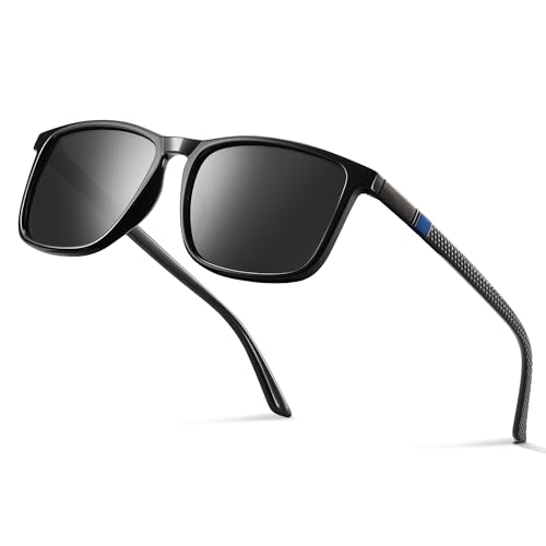 Occhsouo Sonnenbrille, polarisiert, für Herren und Damen, polarisiert, UV-Schutz, reines Schwarz, Reines Schwarz (Blau) von Occhsouo
