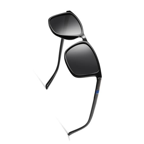 Occhsouo Sonnenbrille, polarisiert, für Herren und Damen, polarisiert, UV-Schutz, reines Schwarz, Schwarz (Blau) von Occhsouo