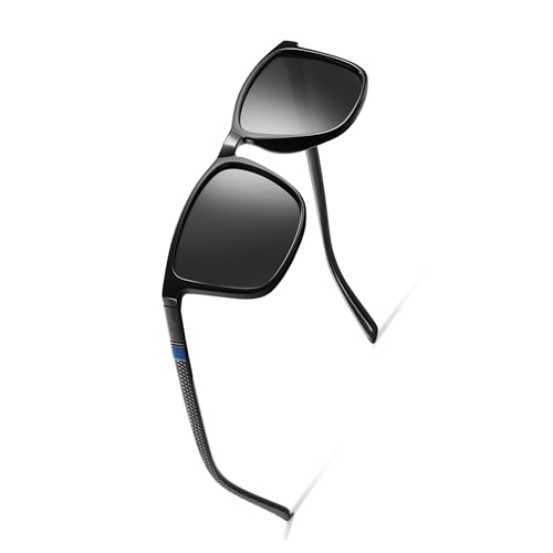 Occhsouo Sonnenbrille, polarisiert, für Herren und Damen, polarisiert, UV-Schutz, reines Schwarz, Schwarz transparent (Blau) von Occhsouo