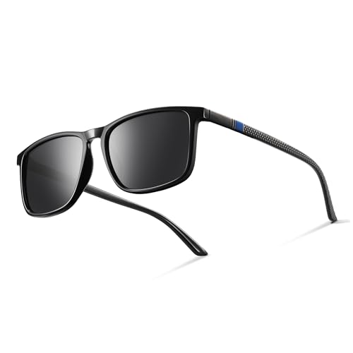Occhsouo Sonnenbrille, polarisiert, für Herren und Damen, polarisiert, UV-Schutz, reines Schwarz, Tiefschwarz (Blau) von Occhsouo