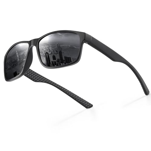 Occhsouo Sonnenbrille, polarisiert, für Männer und Frauen, Schutz, klassischer Stil, Reines Schwarz von Occhsouo