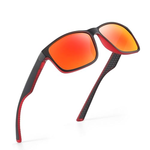 Occhsouo Sonnenbrille, polarisiert, für Männer und Frauen, Schutz, klassischer Stil, rot von Occhsouo