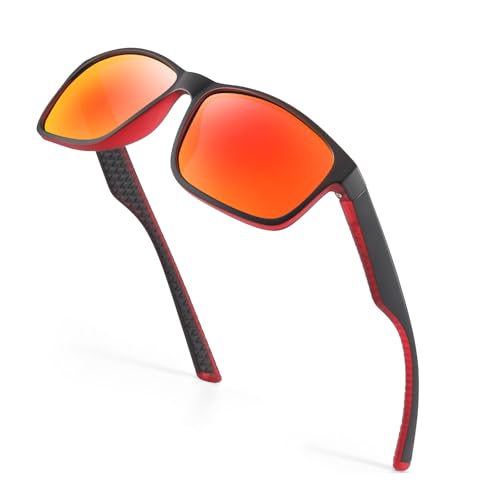 Polarisierte Sonnenbrille für Herren und Damen, Schutz, klassischer Stil, Hellrot von Occhsouo