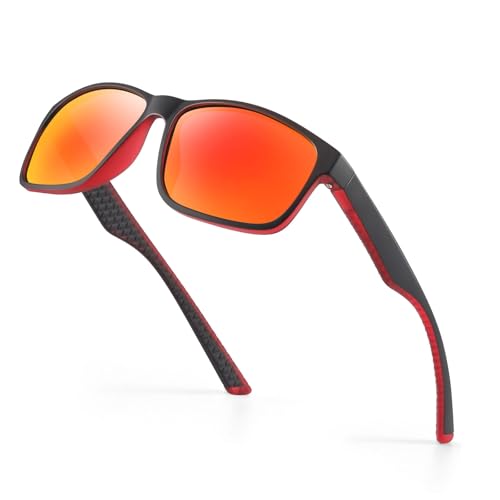 Polarisierte Sonnenbrille für Herren und Damen, Schutz, klassischer Stil, Raffiniertes Rot von Occhsouo