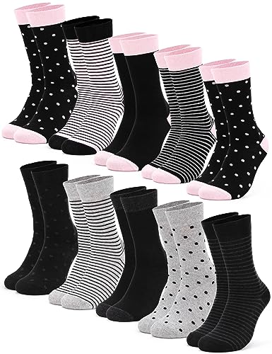 Occulto Damen Muster Socken 10 Paar (Modell: Milka) 35-38 Pink-Schwarz von Occulto