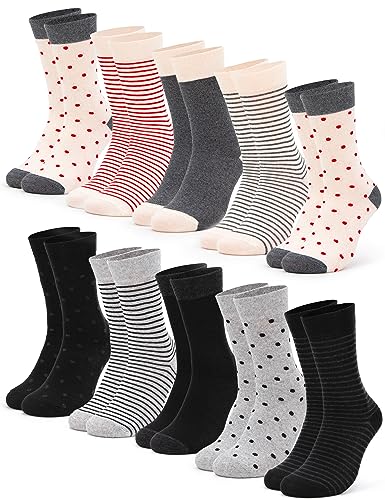 Occulto Damen Muster Socken 10 Paar (Modell: Milka) 39-42 Schwarz-Rot von Occulto