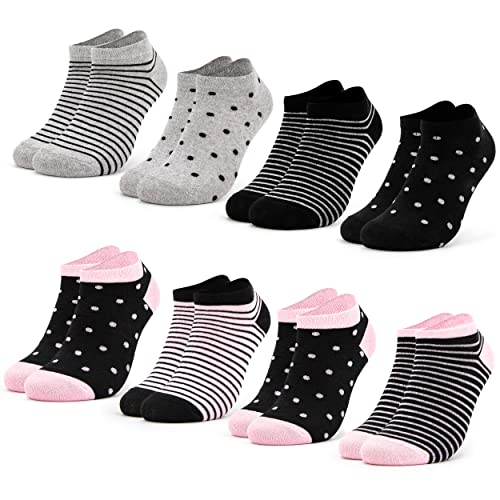 Occulto Damen Muster Sneaker Socken 8er Pack (Modell: Maja) Schwarz-Pink 39-42 von Occulto