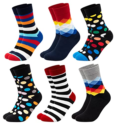Occulto BUNTE SOCKEN für HERREN (6 PAAR) aus BAUMWOLLE in verschiedenen MUSTERN, bunte HERRENSOCKEN BUSINESS SOCKEN, RINGELSOCKEN 6 Paar | Mix 2 39-42 von Occulto
