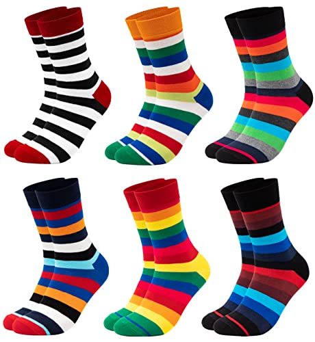 Occulto BUNTE SOCKEN für HERREN (6 PAAR) aus BAUMWOLLE in verschiedenen MUSTERN, bunte HERRENSOCKEN BUSINESS SOCKEN, RINGELSOCKEN 6 Paar | Mix1 43-46 von Occulto