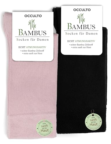 Occulto Damen Bambus Socken 10er Pack (Modell: Paulina) Pink Schwarz 35-38 von Occulto