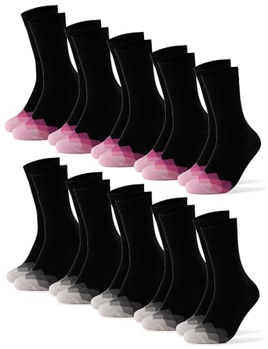 Occulto Damen Bunte Socken 10er Pack (Modell: Evelin) Pink Grau 35-38 von Occulto