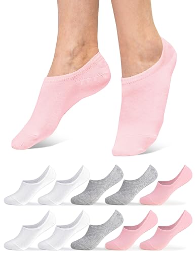 Occulto Damen Füsslinge 10er Pack (Modell: Susi) Weiß-Grau-Pink 35-38 von Occulto