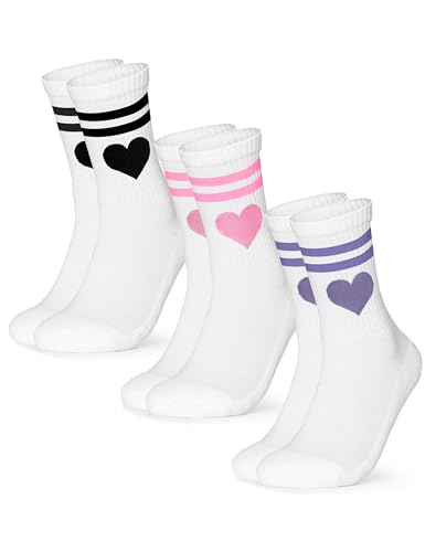 Occulto Damen Herz Tennis Socken 3er Pack (Modell: Venus), Sport Socken Schwarz Pink Lila 35-38 von Occulto