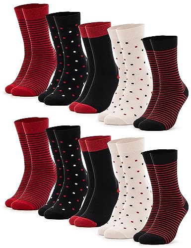 Occulto Damen Muster Socken 10 Paar (Modell: Milka) 35-38 Rot von Occulto