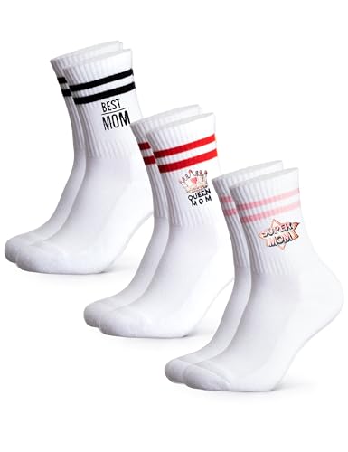 Occulto Damen Mama Geschenk Tennissocken 3er Pack (Modell: Mom), Socken Geschenk für Frauen Mix 39-42 von Occulto