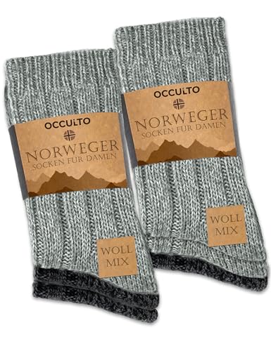Occulto Damen Norweger Socken 6er Pack (Modell: Gloria) Grau Mix 39-42 von Occulto