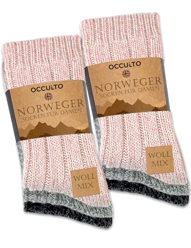 Occulto Damen Norweger Socken 6er Pack (Modell: Gloria) Pink Grau Anthrazit 39-42 von Occulto