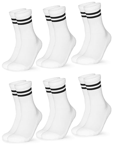 Occulto Damen Retro Tennis Socken 6er Pack (Modell: Serena), Sport Socken Schwarz Weiß 39-42 von Occulto