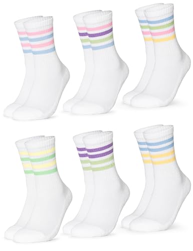 Occulto Damen Retro Tennissocken 80% Baumwolle 6er Pack (Modell: Steffi) 80s 35-38 von Occulto