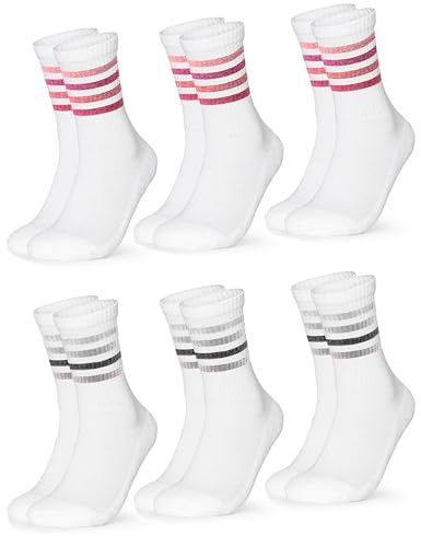 Occulto Damen Retro Tennissocken 6er Pack (Modell: Steffi) Pink Grau Glitzer 35-38 von Occulto