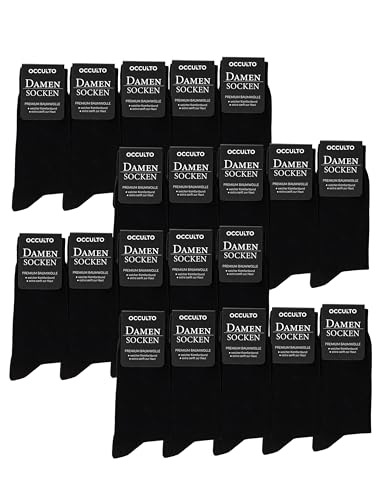 Occulto Damen Schwarze Socken 10-20er Pack (Modell: Hermine) 20 X Schwarz 39-42 von Occulto