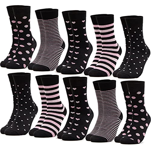 Occulto Damen Socken 10er Pack (Modell: Rita) Schwarz-Pink 35-38 von Occulto