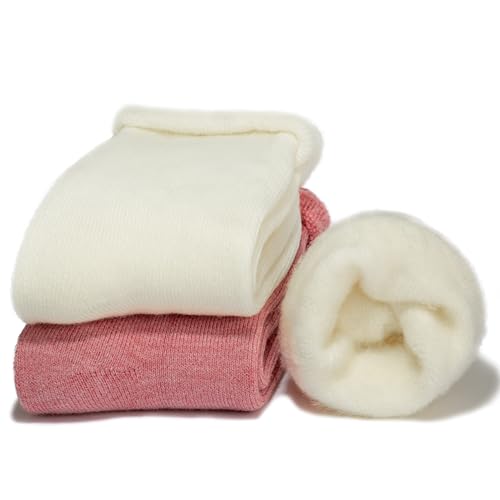 Occulto Damen Warme Kuschelsocken 2er Pack (Modell: Elsa) Pink Cremeweiß 35-38 von Occulto