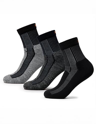 Occulto Damen & Herren Merino Wandersocken 3er Pack (Modell: Makalu) 3 Paar | Schwarz-Grau-Navy 43-46 von Occulto