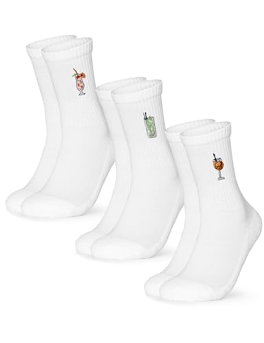 Occulto Damen & Herren Motiv Tennissocken 3er Pack (Modell: Robin), Statement Tennis Socken Drinks 35-38 von Occulto