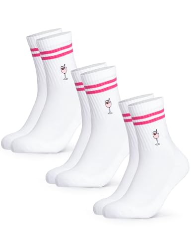 Occulto Damen & Herren Motiv Tennissocken mit Streifen 3er Pack (Modell: Summer), Statement Tennis Socken Wildberry 39-42 von Occulto
