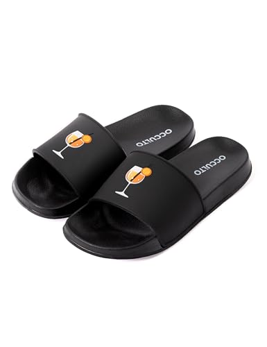 Occulto Damen & Herren Spritz Motiv Badelatschen 1er Pack (Model: Lou), Badeschlappen Schwarz 41/42 EU von Occulto