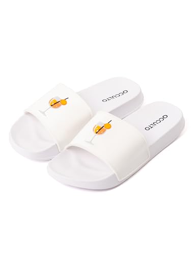 Occulto Damen & Herren Spritz Motiv Badelatschen 1er Pack (Model: Lou), Badeschlappen Weiß 39/40 EU von Occulto