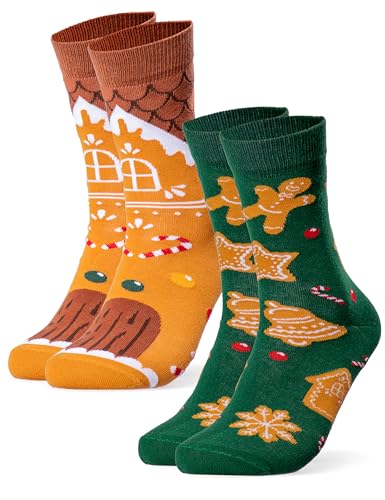 Occulto Damen & Herren Weihnachts Socken 2er Pack (Modell: Santa) Lebkuchen 35-38 von Occulto